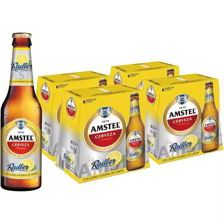 AMSTEL RADLER Cerveza con limón 3.2%vol. alc. - 4x Pack 6 botellas 250ml - Total 24 botellas - 1