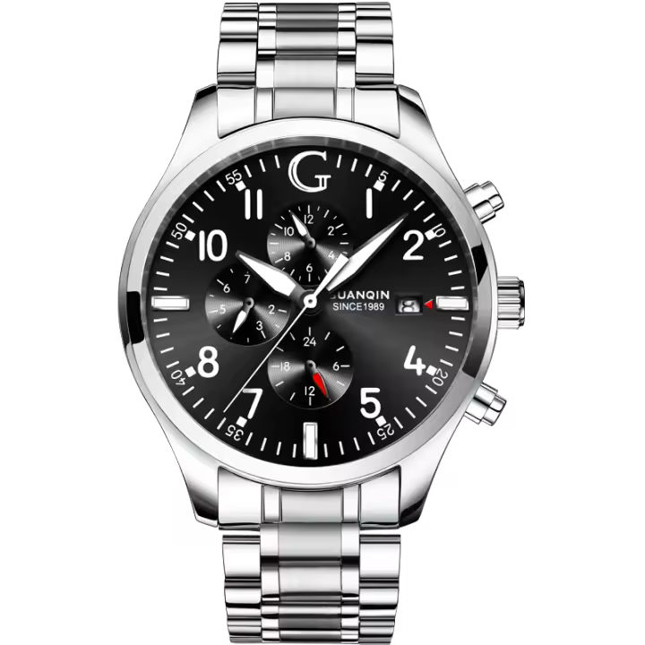 Reloj Mecánico Automático GUANQIN Para Hombre Con Correa De Acero Inoxidable Cristal De Zafiro Resistente Al Agua Luminoso Estilo Militar Piloto Clásico - 1
