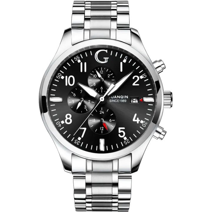 Reloj Mecánico Automático GUANQIN Para Hombre Con Correa De Acero Inoxidable Cristal De Zafiro Resistente Al Agua Luminoso Estilo Militar Piloto Clásico - 1