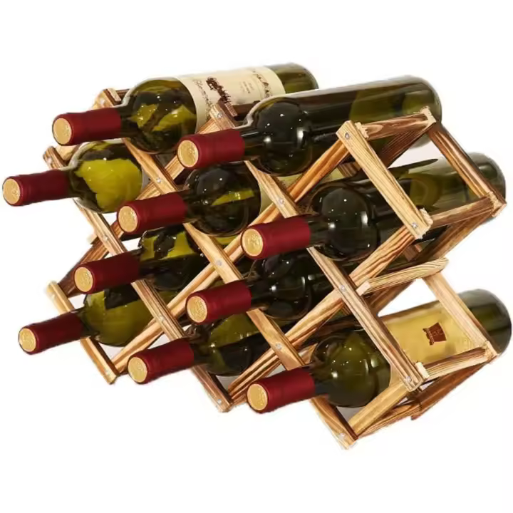 Soporte para Botellero de Madera Plegable, Organizador de Almacenamiento de Vino, Almacenamiento de Botelleros para Exhibición de Vinos, Barra de Bar, Cerveza, Cocina Casera - 1