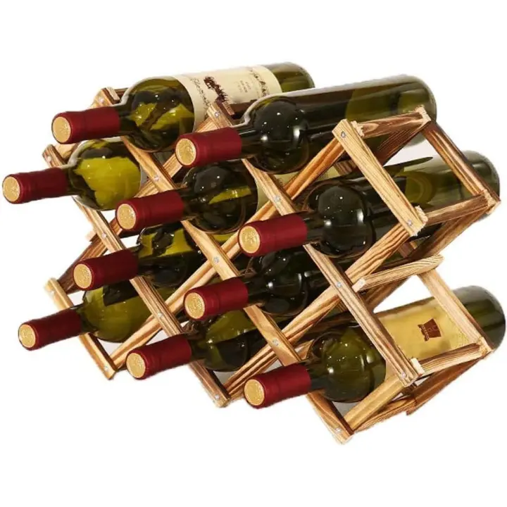 Soporte para Botellero de Madera Plegable, Organizador de Almacenamiento de Vino, Almacenamiento de Botelleros para Exhibición de Vinos, Barra de Bar, Cerveza, Cocina Casera - 1