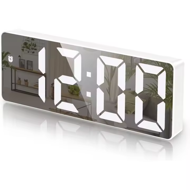 Reloj despertador digital, Reloj LED para dormitorio, reloj de escritorio electrónico con pantalla de temperatura, brillo ajustable, control de voz, pantalla 12/24H para el hogar, dormitorio, oficina - 1