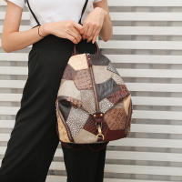 Mochila De Cuero Genuino Con Espalda Multicolor Y Contraste Gran Capacidad Para Viajes Mochila Casual Para Mujer - details 5
