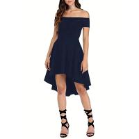 Vestido Midi Asimétrico De Hombro Descubierto Para Mujer Elegante Y Cómodo Estilo Casual Corte Ajustado Transversal Versátil Para Todas Las Estaciones - details 12