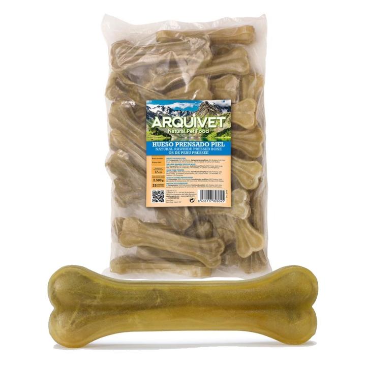Arquivet Huesos Vacuno Piel Prensado 25 Unidades 17cm Snack Masticable