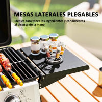 Outsunny Barbacoa de Gas con 2 Quemadores de Acero Inoxidable 2,8 KW Barbacoa Portátil con Mesas Laterales Plegables Bandeja Extraíble y Termómetro para Pícnic Camping 101x48x41 cm Negro - details 4
