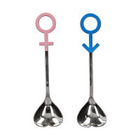 Cuchara de pareja innovadora en forma de corazón Cuchara de acero inoxidable 304 para cocina Hogar Restaurante Azul Rosa Plata - details 0