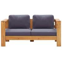 vidaXL Sofá de jardín con cojín madera de acacia 140 cm Crema, Gris oscuro, Conjunto Terraza Muebles Jardín Exterior Juego de Muebles de jardín Mueble Jardín Exterior Muebles de Salon Exterior - details 1