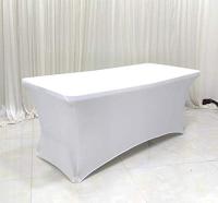 Cubierta de mesa para mesas, Spandex Stretch Lycra Cubierta de tela de mesa de 6 pies Rectangular Pata de pie Mesa Wedg Banquete 183*76*76 cm (Blanco) - details 1