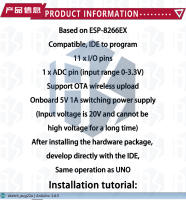 Placa De Desarrollo WiFi WeMos D1 Mini CH340 ESP8266 ESP-12E D1 UNO Shield Basada En ESP8266 Para Alarmas Suministro De Voltaje V Dissipación De Potencia W - details 1