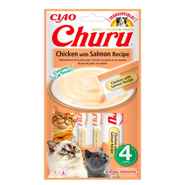 Churu Receta de Pollo con Salmón Snack de Gatos (12x4x14gr) - 1