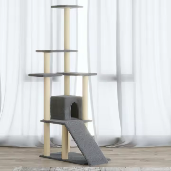 vidaXL RASCADOR PARA GATOS CON POSTES DE SISAL GRIS CLARO 155 CM - 1