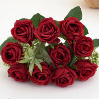 Rosa Artificial De Seda Con Ramo 1PC Flores Artificiales Para Decoración Y Bouquet De Novia 10 Cabezas De Rosas Bellas Y Realistas - details 5