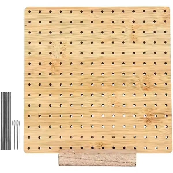 Tablero de Bloqueo, Tableros de Bloqueo para Crochet, Tablero de Bloqueo Cuadrado para Proyectos de Tejido y Crochet Tejido Hecho a Mano con Base de Madera - 1