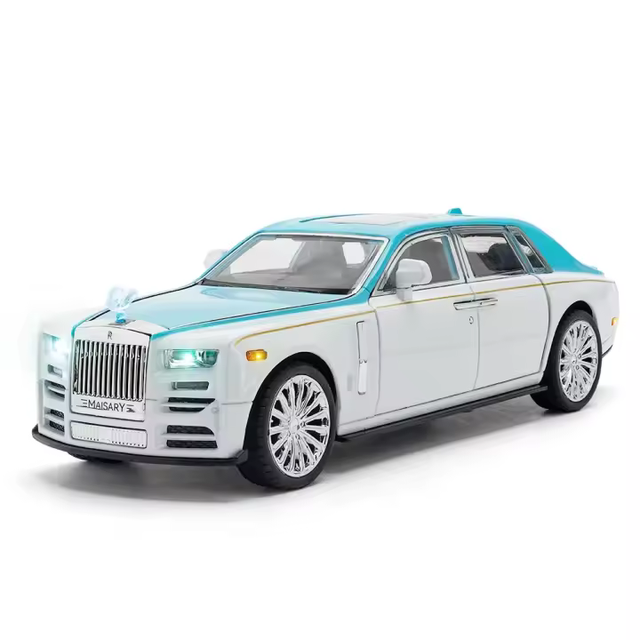 Coche De Juguete Rolls Royce Phantom a Escala 1:24 Con Luz Y Sonido Puertas Abatibles Coleccionable De Metal Absorbente De Impacto Regalo Para Mayores De 14 Años - 1