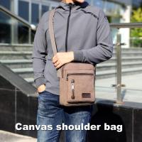 Bolso de hombro para hombre, Bolso de Lona type Mensajero, Bolso Cruzado de viaje, Bolso informal de gran capacidad con múltiples bolsos para trabajo, IR de compra, hacer senderismo y viaje. - details 0