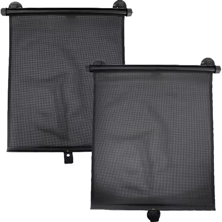 pack de 2 parasoles enrollables  negros de fácil instalación con 6 ventosas.  40,5 cm x 45 cm de Pvc - 1