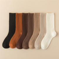 Calcetines De Mujer Estilo Coreano Medio Tubo Color Sólido Casuales Para Otoño E Invierno Calientes Calcetines De Piel - details 7