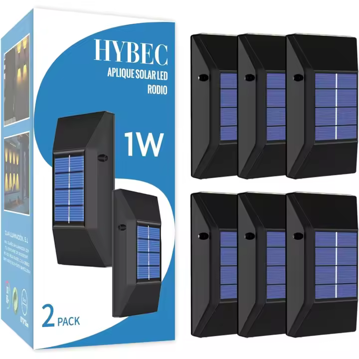HYBEC - Aplique Solar Exterior Pared, Luz Solar Exterior Jardin, Luces Solares LED Exterior Jardin Pared, Luz Solar Exterior, Luces Solares Exterior, LED Solar Exterior, Solar Lights Outdoor - 1