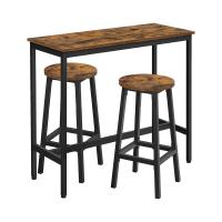 Conjunto de mesa y sillas de bar para cocina, mesa con 2 taburetes de bar, elegante marco de acero industrial - details 0