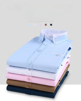 Camisa De Algodón Para Hombre Larga Manga Ajustada Formal Marca Suave Para Oficina Ropa De Negocio Estilo Casual - details 1