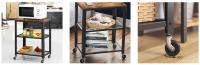 VASAGLE Carrito Auxiliar de Servicio de 3 Niveles, con Ruedas, 60 x 40 x 77,5 cm, Tablero de sobremesa, para Cocina, Sala de Estar, Vintage y Negro - details 1