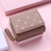 Cartera De Mujer Tri Fold Bolsa De Tarjetas PU Con Múltiples Bolsillos Estilo Coreano Minimalista Bordado De Amor Casual - details 8
