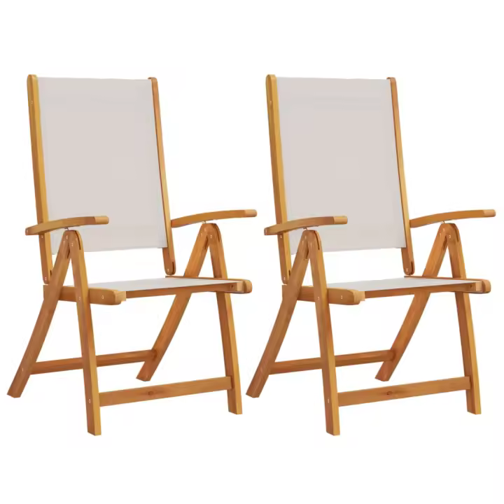 vidaXL Sillas de jardín plegables 2 uds madera maciza acacia textileno - 1