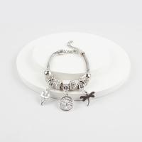Pulsera de mujer, pulsera de cadena de acero inoxidable con colgantes de perlas y cristales. - details 3