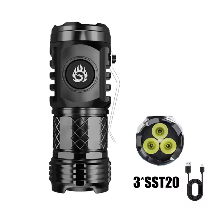 Linterna LED De Alta Potencia Recargable Con Clip Para Bolígrafo Y Batería Integrada Para Camping Emergencias Y Uso Exterior - 1