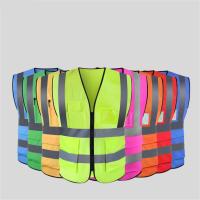 Chaleco De Seguridad Amarillo Y Naranja Con Estampados Reflectantes Visibilidad Alta Con Bolsillos Lavable Para Hombres Y Mujeres - details 3