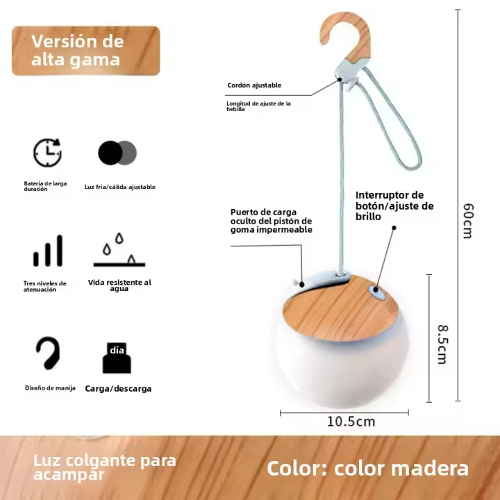 Lámpara de Camping Recargable con Powerbank Integrado, Luz LED 3 Modos para Tiendas y Emergencias,3600mAh, USB y Resistant to - 1
