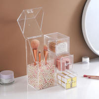 Organizador De Maquillaje Transparente Con Cajones Y Caja De Almacenamiento Con Tapa Y Perlas Para Almacenar Herramientas De Maquillaje Y Joyería - details 4