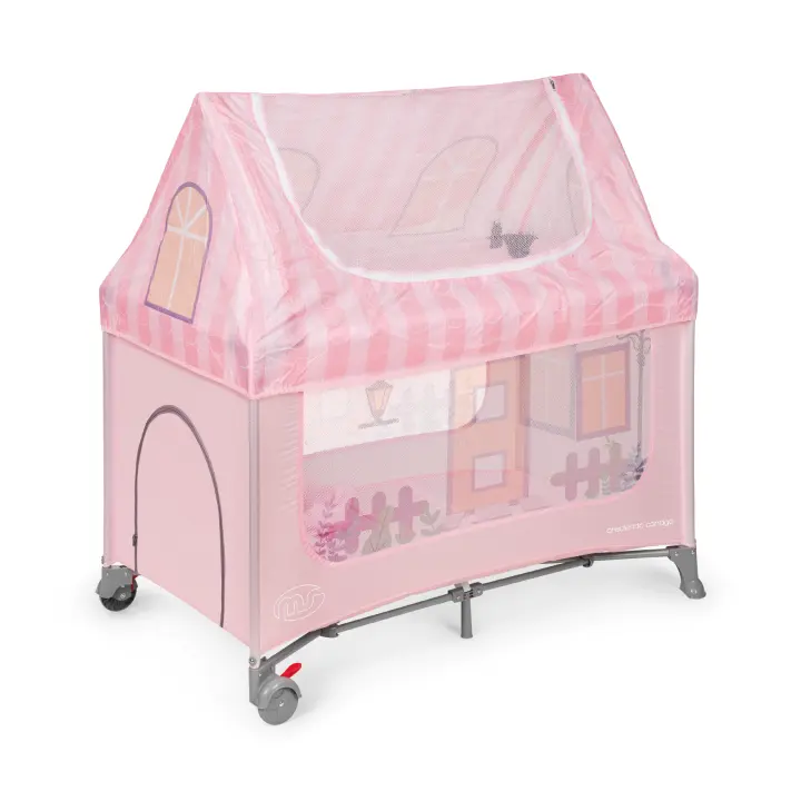 ms Home - Cuna De Viaje simulación Casa para Bebe 3 Piezas 120 X 60, Incluido Colchóncito Y Bolsa De Transporte, De 6 Meses hasta 15 Kg, Plegado Y Montaje Fácil, Estructura Ligera Y Muy Estable - 1