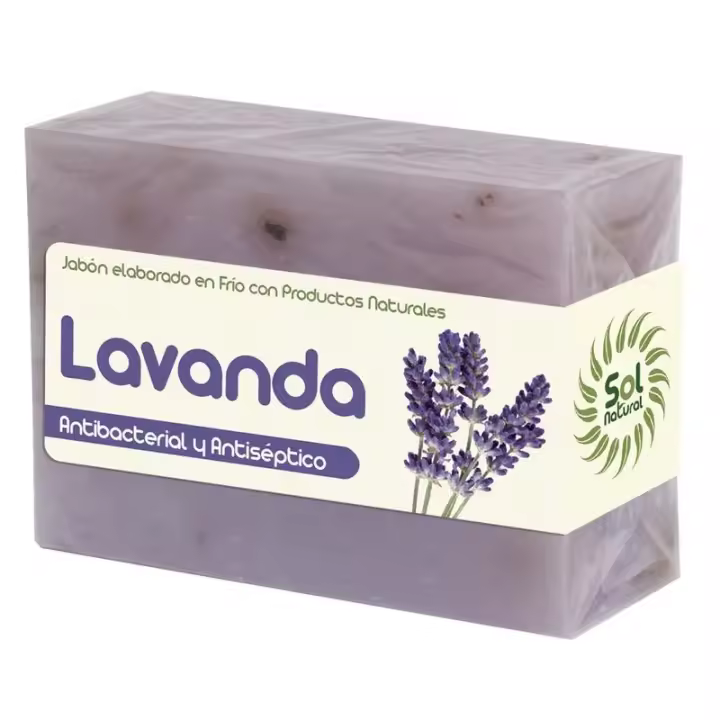 Solnatural Jabón de Lavanda 100g - Antiséptico y Antibacterial - Elaborado en Frío - Uso Externo - 1