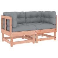 vidaXL Sofás esquineros con cojines 2 uds madera maciza de pino Pino natural, Pino blanco, Pino gris Conjunto Terraza Muebles Jardín Exterior Juego de Muebles de jardín Mueble Jardín Exterior Muebles de Salon Exterior - details 2