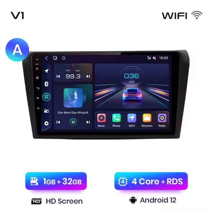 Junsun Radio Coche para Mazda 3 bk maxx axel 2004 2005 2006 2007 2008 2009 2010 2011 2012 2013 Inalámbrico CarPlay Android Auto AI Voice 2 din Pantalla Coche Android Auto Multimedia Navegación GPS Auto radio - 1