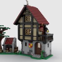 519PCS Modelo Medieval De Casa MOC-82740 Vista De La Calle De La Ciudad Pila De Fogatas Para Dormitorio Bloques De Arquitectura Modular Regalo Para Niños - details 2
