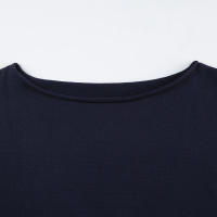 Suéter De Punto Gris Oscuro Para Mujer Estilo Minimalista Casual Suelto Cuello Redondo Manga Larga Otoño Invierno - details 1