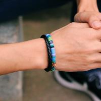 Nuevo Pulsera Bohemio Para Hombre Pulsera De Cuerda Étnica Punk De Cuero Bicolor Macramé Acessorios De Festival Para Novio - details 3
