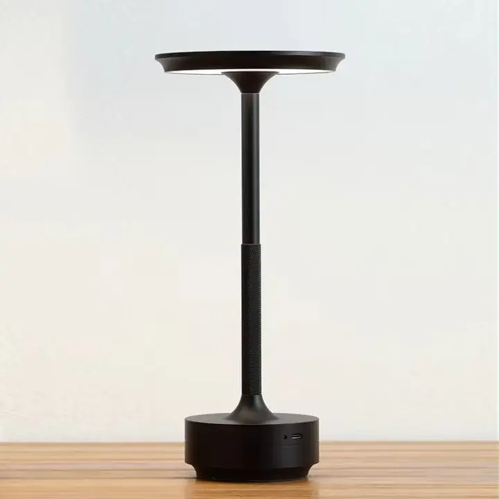 Lámpara De Mesa LED Sin Cable Con Recarga USB Retro Portátil Para Restaurante Bar Dimmable Atmosphere Touch Control Color Negro - 1