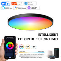 Luz Techo Inteligente 30W 2025 with Alexa/Google Control-Lámpara LED RGBW Dimmable 2700K-6500K, Ultraplana y App (Cert.) CE, Mando Includo) para Salón/Dormitorio-Blanco/Plisado" - details 1