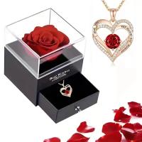Caja De Regalo Para Día De La Madre Con Flor Eterna Artificial Expresa Tu Amor a Mamá Caja De Joyas De Papel Decorativa Para Aniversarios Y Cumpleaños - details 0
