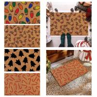 Alfombra Navideña Con Diseño De Navidad Y Flores Alfombra De Puerta Con Luces De Árbol Y Ciervo Para Exterior Antideslizante Tejida a Mano Material Acrílico Adultos - details 0