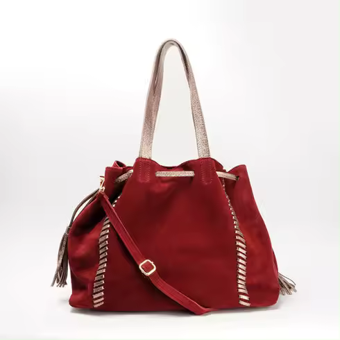 1990s Bolso de Piel de Vacuno Estilo Serraje para Mujer - 1