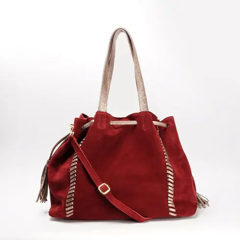1990s Bolso de Piel de Vacuno Estilo Serraje para Mujer - 1