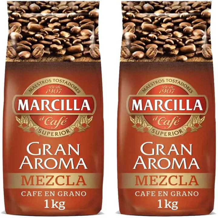 2 kilos Marcilla Gran Aroma Mezcla 80 Natural y 20 torrefacto café en grano - 1