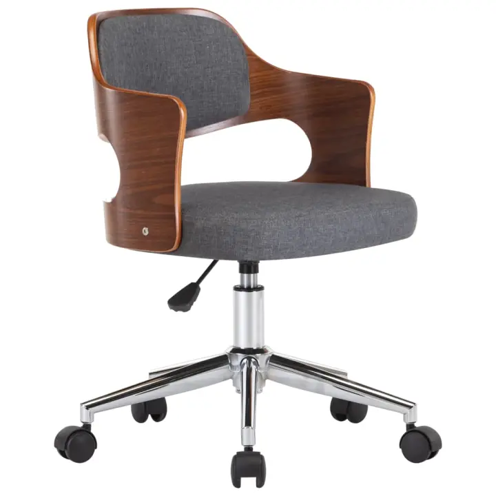 Silla de Oficina giratoria de Madera curvada y Tela Gris - 1