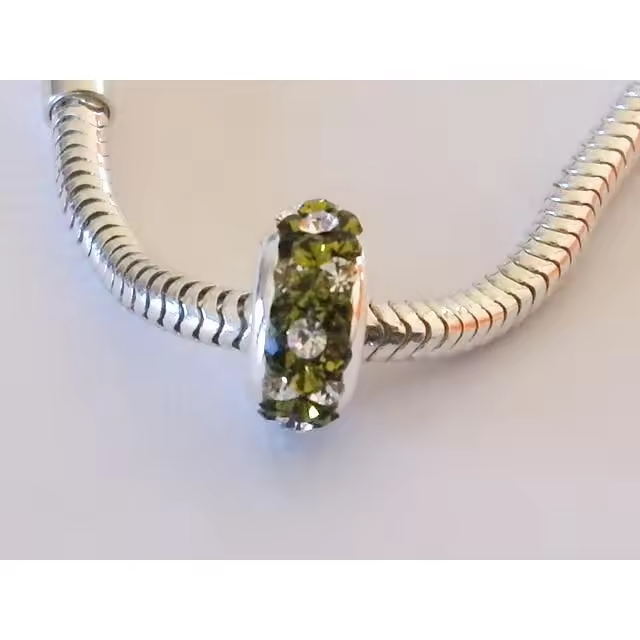 Abalorio De Plata   Cristal 3 Verde - 1