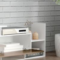 HOMCOM Muebles de Salón Conjunto Muebles de TV para Televisiones de Pared hasta 65" o de Pie hasta 40"con Mesa para Televisor 153,6x25x42 cm y Estante de Pared 150x14,5x16,3 cm Blanco y Marrón - details 3